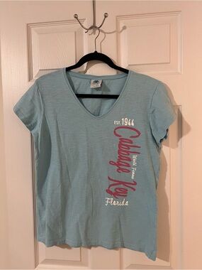 Cabbage Key Florida V-Neck Tee - Light Blue